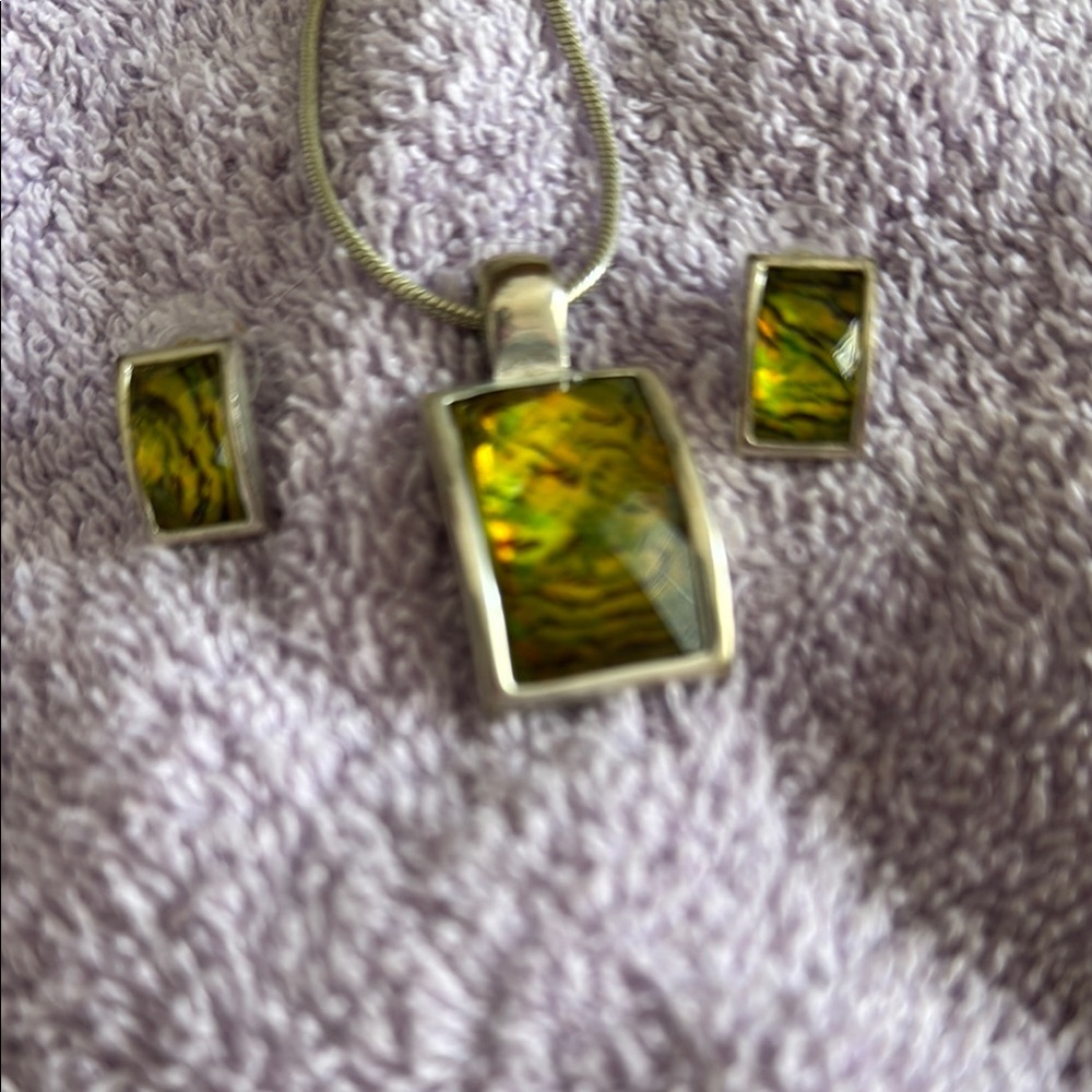 Silver and Green Jewelry Set